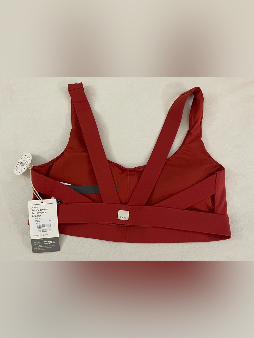 Vuori NWT Stride Bra Strappy Support Sports Bra Poppy Red Size L